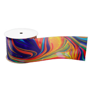 Lazo De Raso Neon Psychedelic Swirls Colores Arcoiris