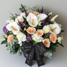 Lazo De Raso Nombre de honor letra elegante recuerdo negro