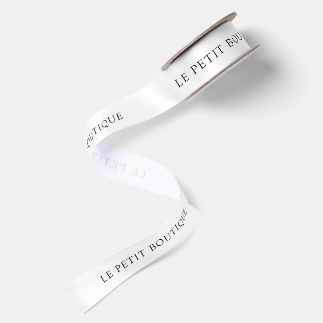 Lazo De Raso Nombre de Negocio Blanco Personalizado (Reverso)