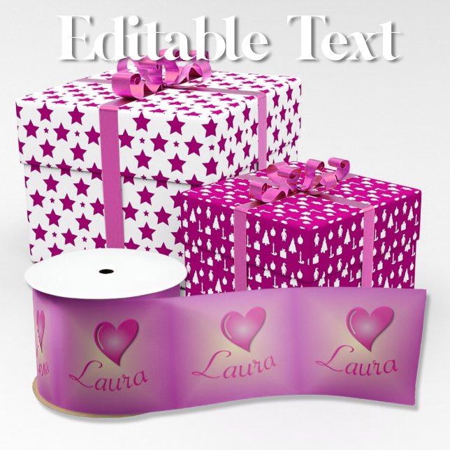 Lazo De Raso Nombre del corazón Rosa Personalizado (Subido por el creador)