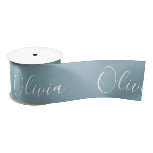 Lazo De Raso Nombre elegante azul personalizado Cinta satinada