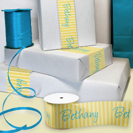 Lazo De Raso Nombre personalizado amarillo de cumpleaños