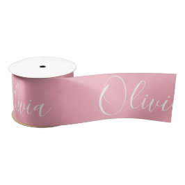Lazo De Raso Nombre Personalizado Elegante Rosa Moderno