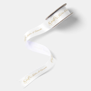 Lazo De Raso Nombres y monogramas personalizados retro en oro