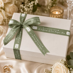 Lazo De Raso Novia Novio Monograma Personalizado Boda Sage