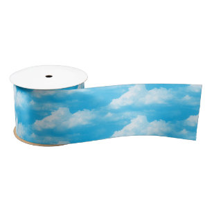 Lazo De Raso Nubes blancas en azul