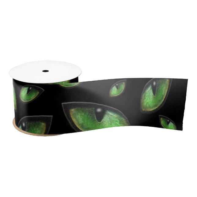 Lazo De Raso Ojos de gatos verdes, (Carrete)