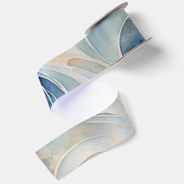 Lazo De Raso Olas beige azules (Reverso)
