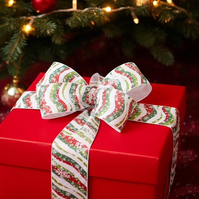 Lazo De Raso Olas de navidad y copos de nieve (Subido por el creador)