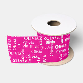 Lazo De Raso OLIVIA Nombre Personalizado En Neon Pink