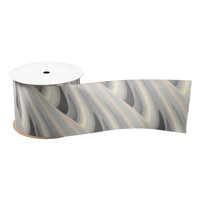 Lazo De Raso ondas rosa amarillas grises (Carrete)