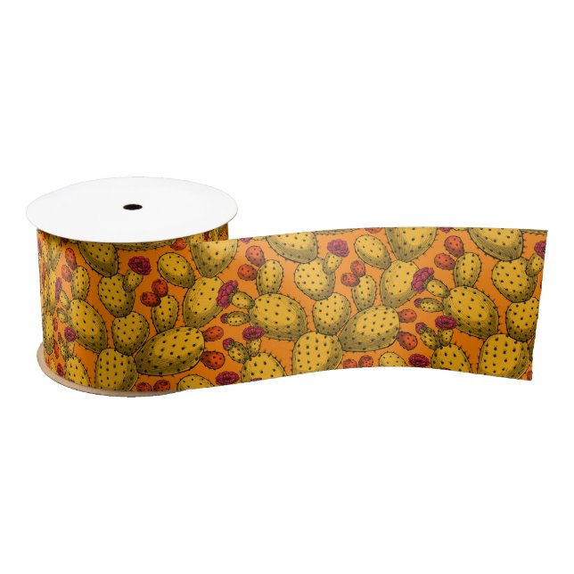 Lazo De Raso Opuntia florida en cinta satinada amarilla (Carrete)