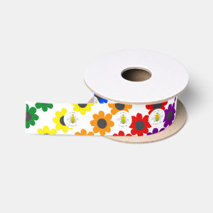 Lazo De Raso Orgulloso arcoiris y flores de la comunidad LGBT