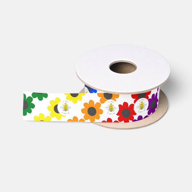 Lazo De Raso Orgulloso arcoiris y flores de la comunidad LGBT (Carrete)