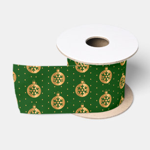 Lazo De Raso Ornamentos dorados y verdes de Navidad
