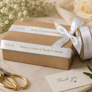 Lazo De Raso Oro Blanco Aniversario Nombre Personalizado Fecha