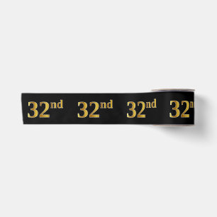 Lazo De Raso Oro Falso/Imitación "32º" Número de Evento (Negro)