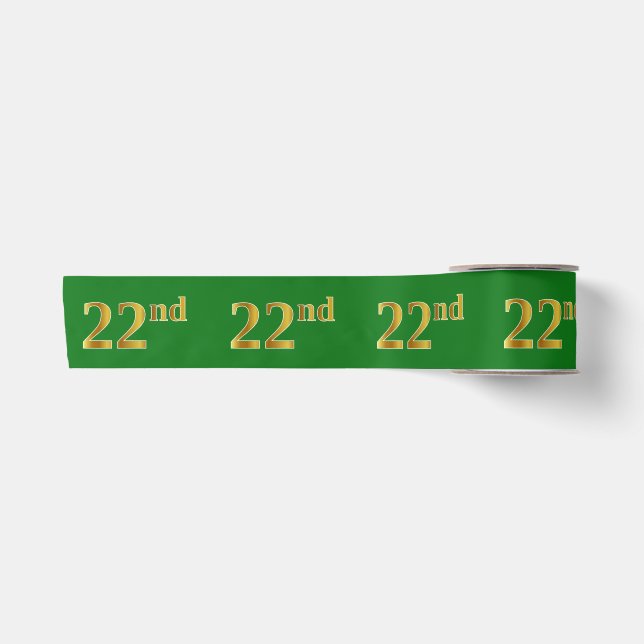 Lazo De Raso Oro Falso/Imitación Número de Evento "22º" (Verde) (Anverso)