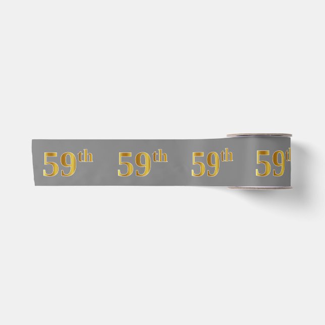 Lazo De Raso Oro Falso/Imitación Número de Evento "59" (Gris) (Anverso)