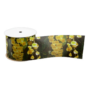 Lazo De Raso Orquídeas Amarillas Colgantes Flores Tropicales