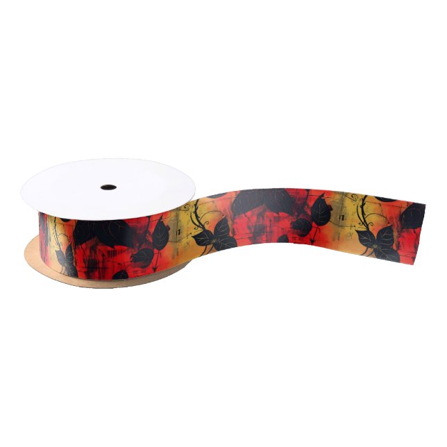 Lazo De Raso Oscuro gótico Sensación de rojo amarillo negro (Carrete)
