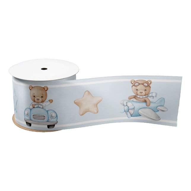 Lazo De Raso Oso de peluche azul (Carrete)