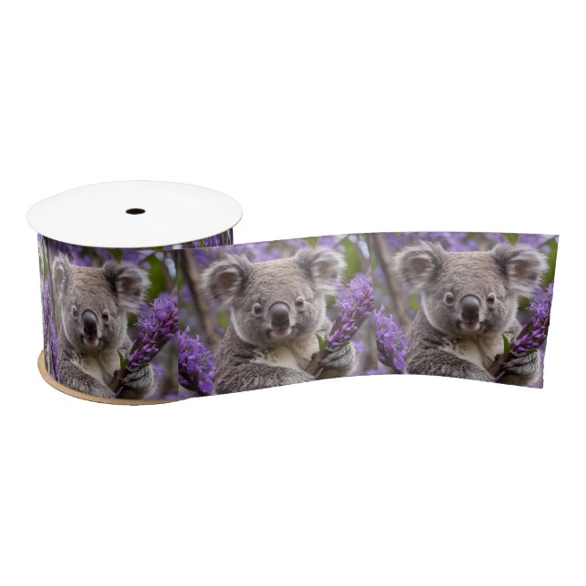 Lazo De Raso Oso Koala Jacaranda Morado, (Carrete)