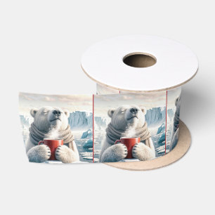 Lazo De Raso Oso Polar Con Café Rojo