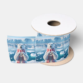 Lazo De Raso Oso Polar Con Patas En Forma De Corazón