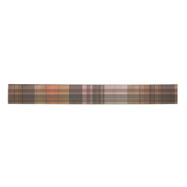 Lazo De Raso Otoño Brown y Naranja Plaid (Anverso)