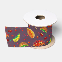 Lazo De Raso Otoño Hojas Nueces Patrón de castañas elegante Caí