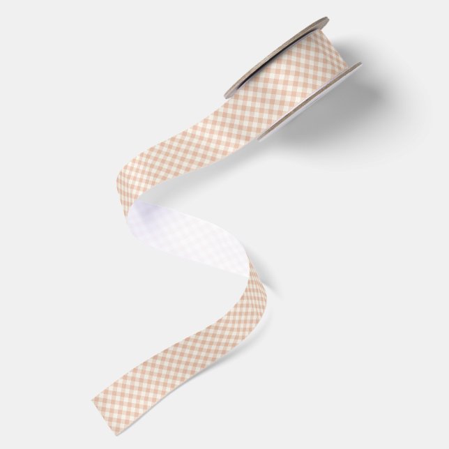 Lazo De Raso Otoño Temprano Retro Gingham | Albaricoque Cálido (Reverso)