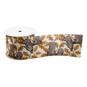 Lazo De Raso Ovejas otoñales sobre algodón blanco