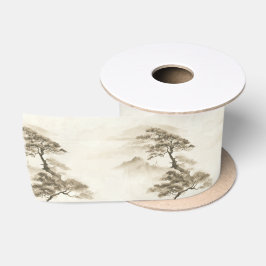 Lazo De Raso Paisaje de tinta japonesa Montaña brumosa minimali