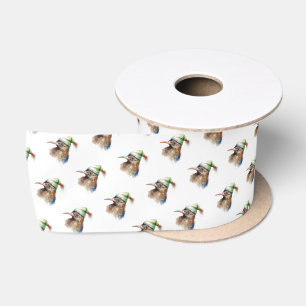 Lazo De Raso Pájaro Kiwi de Navidad en acuarela Festivo Vacacio
