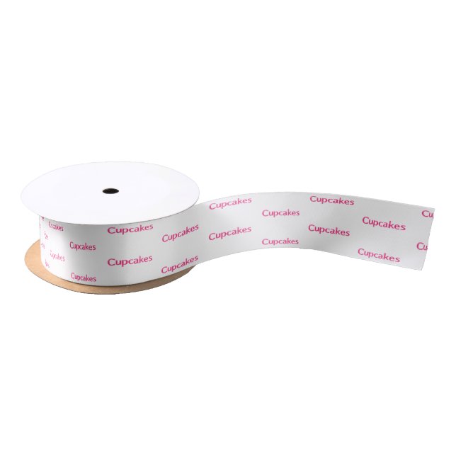 Lazo De Raso Palabras de Cupcake Rosado (Carrete)