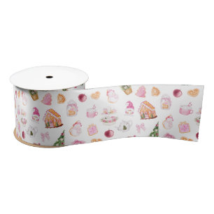Lazo De Raso Pan de Jengibre de Navidad Rosa
