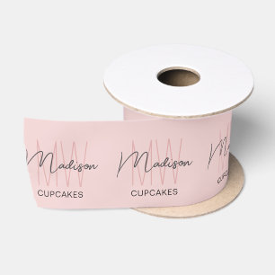 Lazo De Raso Panadería con logotipo monograma rosa