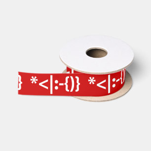 Lazo De Raso Papá Noel con barba emoticono de Navidad