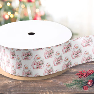 Lazo De Raso Papá Noel Navidad Rosa
