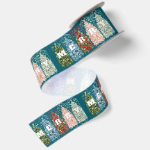 Papel de regalo de árboles decorados con aves inve