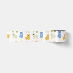 Lazo De Raso Papel de regalo de perros de crayones coloridos li