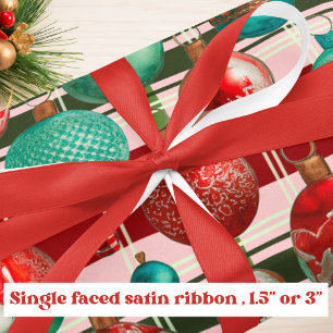Lazo De Raso Papel de regalo rojo de Navidad tradicional