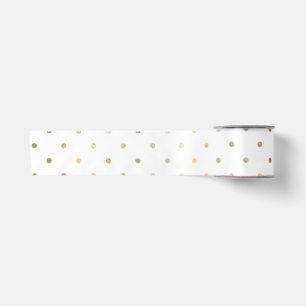 Lazo De Raso Papel de seda de lunares con brillo dorado y blanc