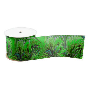 LAZO DE RASO PAPEL MARBLADO, PATRÓN DE PACO VERDE ABSTRACTO