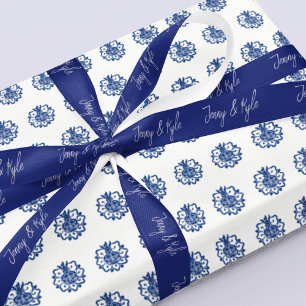 Lazo De Raso Pareja De Guión Elegante Nombres Naval Azul