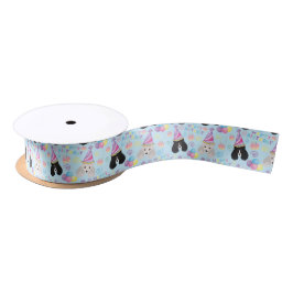 Lazo De Raso Parti Poodle Satin Ribbon in Blue
