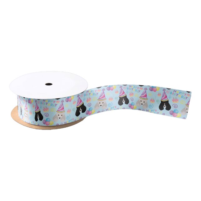 Lazo De Raso Parti Poodle Satin Ribbon in Blue (Carrete)