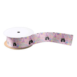 Lazo De Raso Parti Poodle Satin Ribbon in Pink