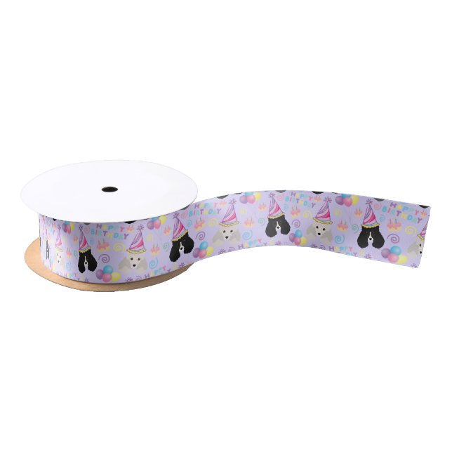 Lazo De Raso Parti Poodle Satin Ribbon in Purple (Carrete)